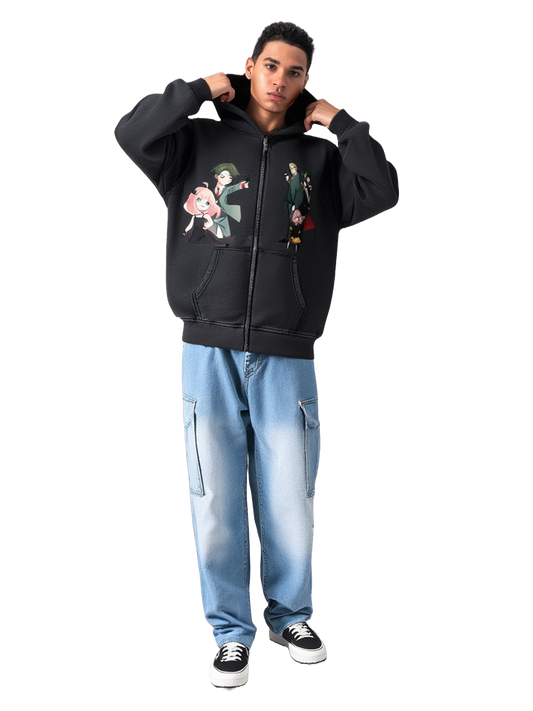 Zip-Through Boxy Fleece Hoodie